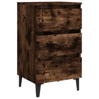 vidaXL Bed Cabinet with Metal Legs Smoked Oak 40x35x69 cm, smoked oak vidaXL Bed Cabinet with Metal Legs Smoked Oak 40x35x69 cm