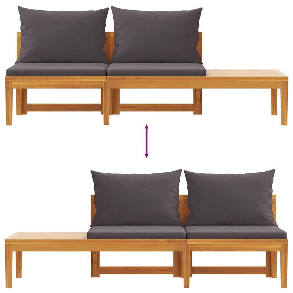 vidaXL Garden Bench with Table Dark Grey Cushions Solid Acacia Wood