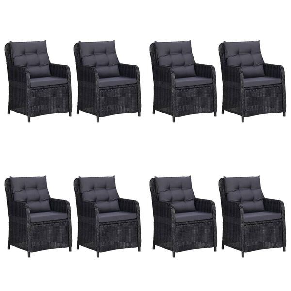 vidaXL 9 Piece Garden Dining Set Black