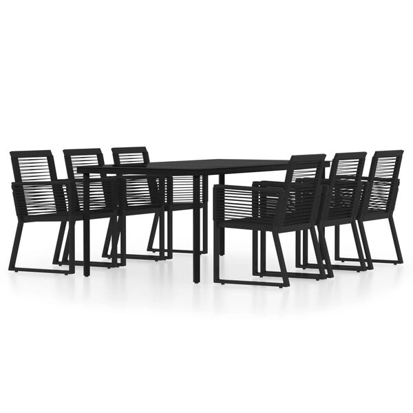 vidaXL 7 Piece Garden Dining Set Black