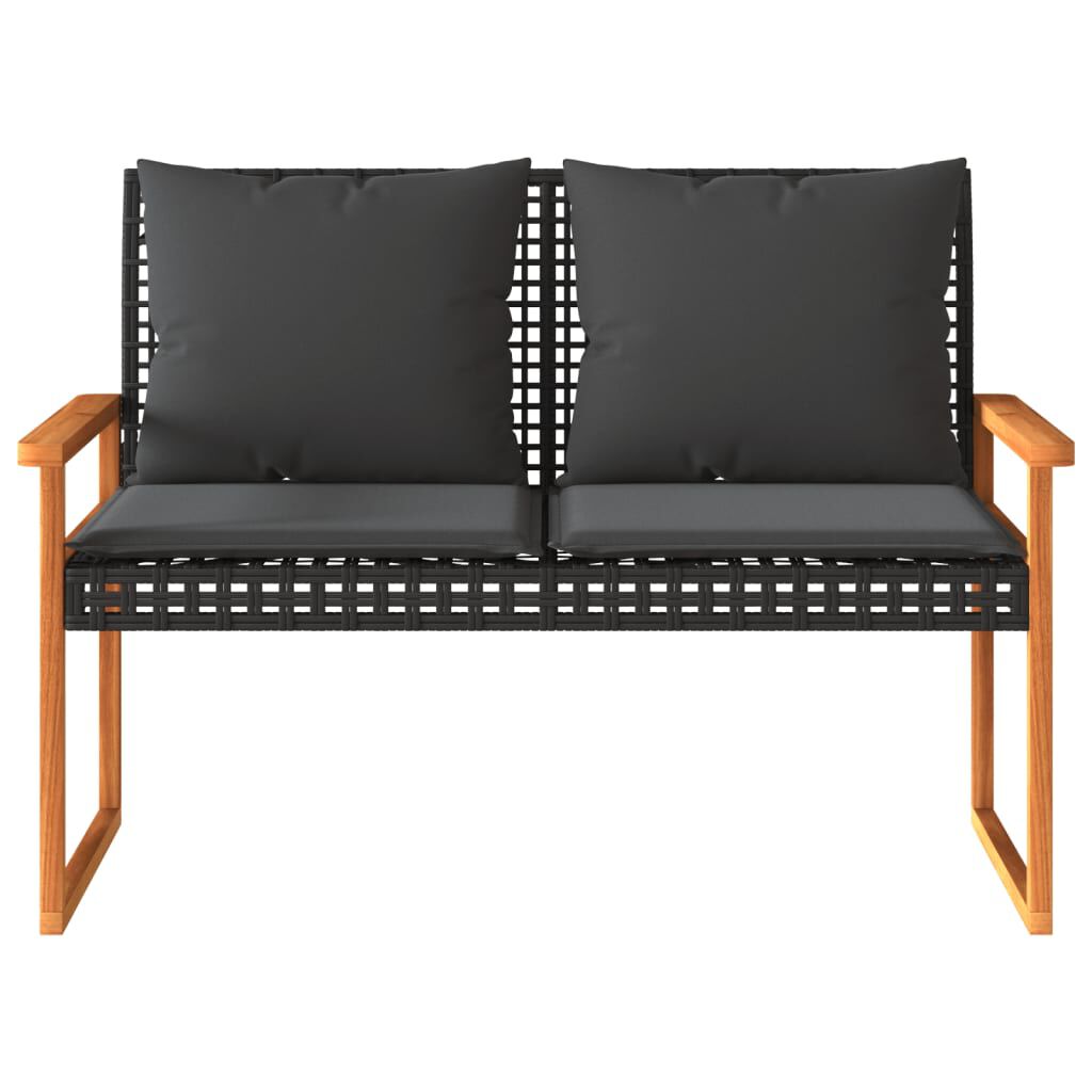 vidaXL 4 Piece Garden Lounge Set with Cushions Black Poly Rattan