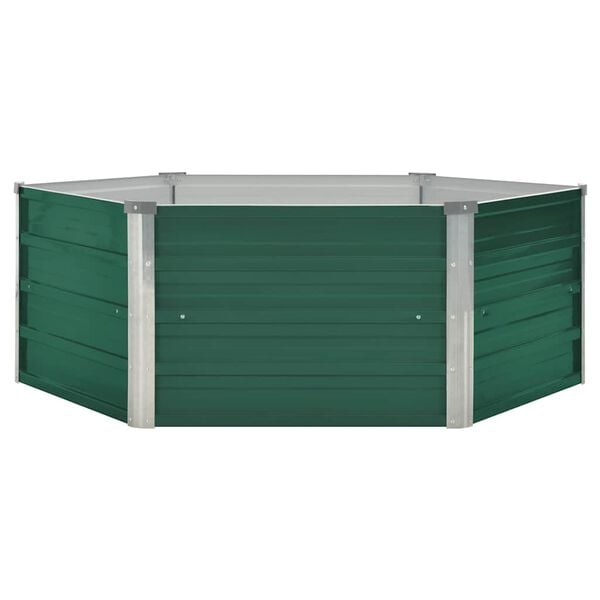 vidaXL Raised Garden Bed 129x129x45 cm Galvanised Steel Green