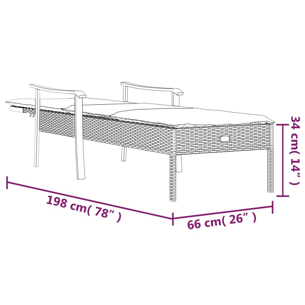 vidaXL Sun Lounger with Cushion Grey Poly Rattan