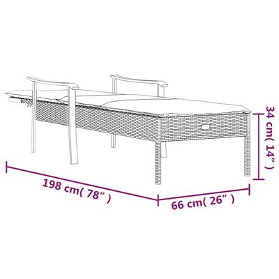 vidaXL Sun Lounger with Cushion Grey Poly Rattan,  vidaXL Sun Lounger with Cushion Grey Poly Rattan