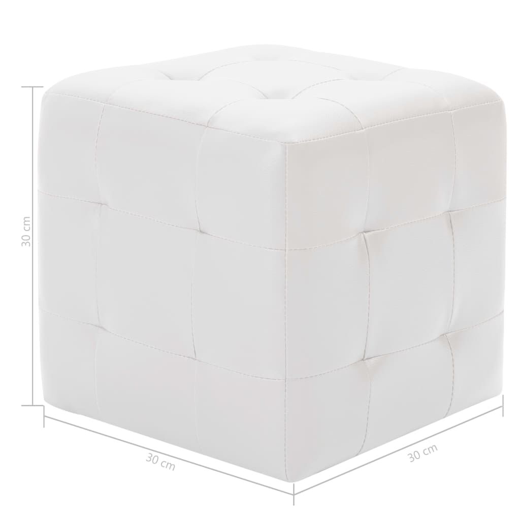 vidaXL Pouffe 2 pcs White 30x30x30 cm Faux Leather
