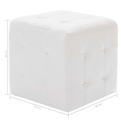 vidaXL Pouffe 2 pcs White 30x30x30 cm Faux Leather, white vidaXL Pouffe 2 pcs White 30x30x30 cm Faux Leather