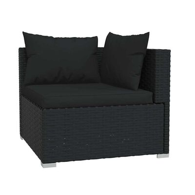 vidaXL 4 Piece Garden Lounge Set with Cushions Poly Rattan Black, black vidaXL 4 Piece Garden Lounge Set with Cushions Poly Rattan Black