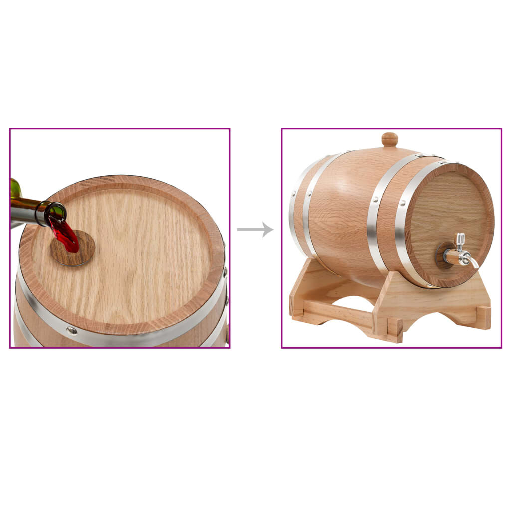 vidaXL Wine Barrel with Tap Solid Oak Wood 6 L