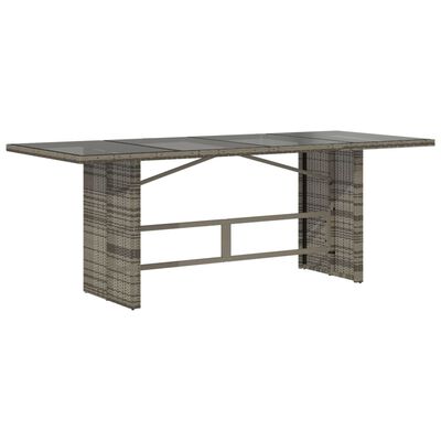 vidaXL Garden Table with Glass Top Grey 190x80x74 cm Poly Rattan, grey vidaXL Garden Table with Glass Top Grey 190x80x74 cm Poly Rattan