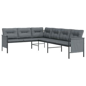 vidaXL Garden Corner Sofa Anthracite Steel and Textilene