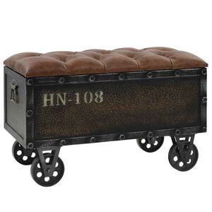 vidaXL Storage Bench 80.5x41x50 cm Solid Wood and Artificial Leather