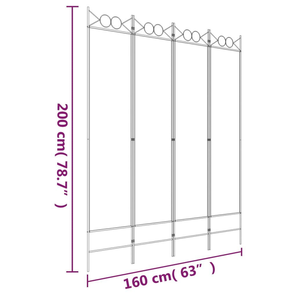 vidaXL 4-Panel Room Divider Anthracite 160x200 cm Fabric