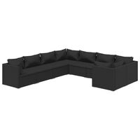 vidaXL 8 Piece Garden Lounge Set with Cushions Poly Rattan Black