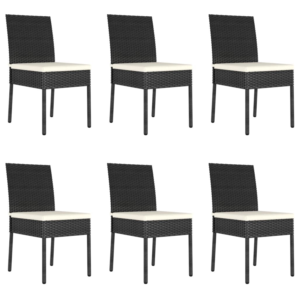 vidaXL 7 Piece Garden Dining Set Poly Rattan Black