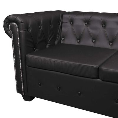 vidaXL Chesterfield Corner Sofa 5-Seater Artificial Leather Black, black vidaXL Chesterfield Corner Sofa 5-Seater Artificial Leather Black