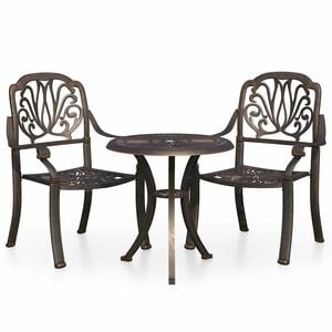 vidaXL 3 Piece Bistro Set Cast Aluminium Bronze