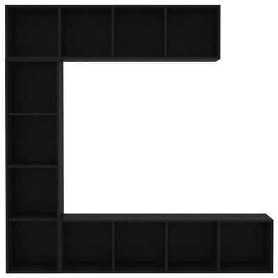vidaXL 3 Piece Book/TV Cabinet Set Black 180x30x180 cm, black vidaXL 3 Piece Book/TV Cabinet Set Black 180x30x180 cm