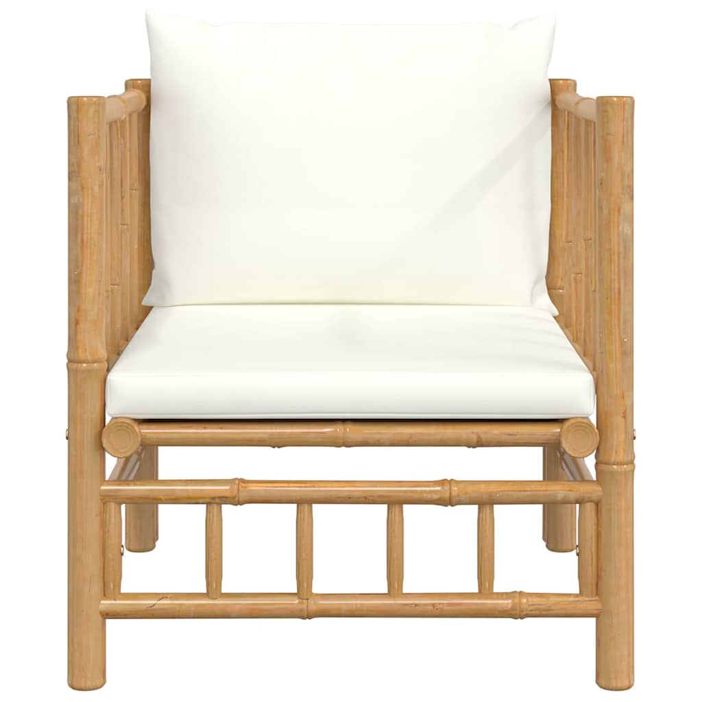 vidaXL Garden Sofa with Cream White Cushions Bamboo