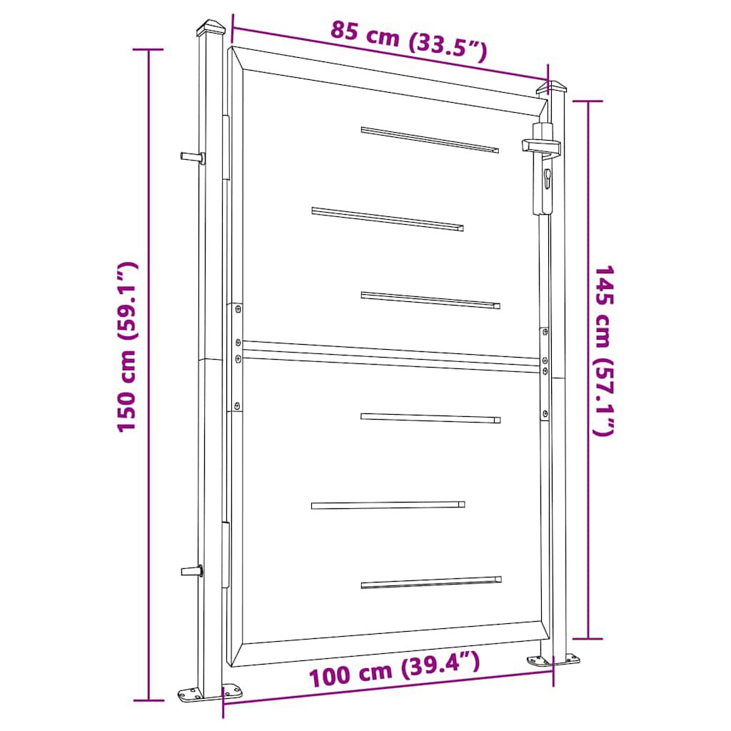 vidaXL Garden Gate 100x150 cm Stainless Steel