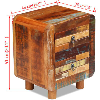 vidaXL Night Cabinet Solid Reclaimed Wood 43x33x51 cm,  vidaXL Night Cabinet Solid Reclaimed Wood 43x33x51 cm