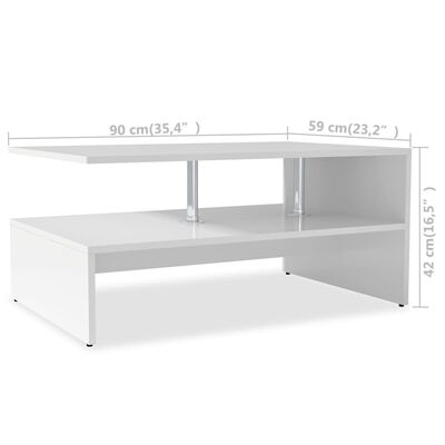 vidaXL Coffee Table Engineered Wood 90x59x42 cm White, white vidaXL Coffee Table Engineered Wood 90x59x42 cm White