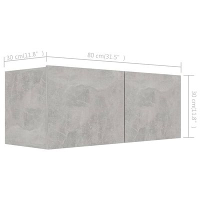 vidaXL TV Cabinets 4 pcs Concrete Grey 80x30x30 cm Engineered Wood, concrete grey vidaXL TV Cabinets 4 pcs Concrete Grey 80x30x30 cm Engineered Wood