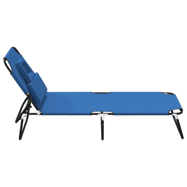 vidaXL Folding Sun Lounger Blue Oxford Fabric&Powder-coated Steel