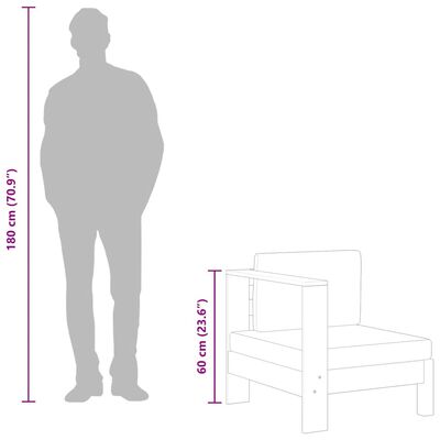 vidaXL Middle Sofa with 1 Armrest Dark Grey Solid Acacia Wood, dark grey vidaXL Middle Sofa with 1 Armrest Dark Grey Solid Acacia Wood