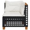 vidaXL Garden Sofa Corner with Cushions Black Poly Rattan