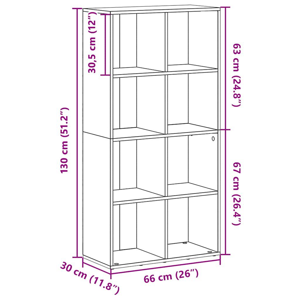 vidaXL Book Cabinet/Sideboard Sonoma Oak 66x30x130 cm Engineered Wood