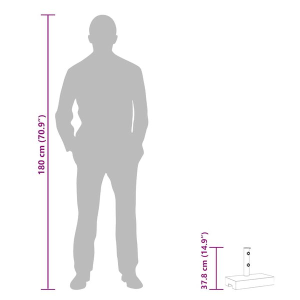 vidaXL Parasol Base Granite 25 kg Rectangular Black