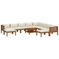 vidaXL 11 Piece Garden Lounge Set with Cream Cushion Solid Acacia Wood