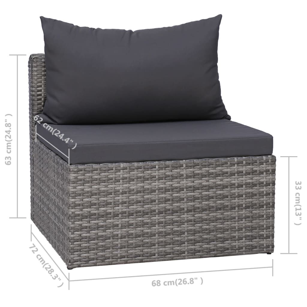 vidaXL 8 Piece Garden Lounge Set with Cushions Poly Rattan Grey