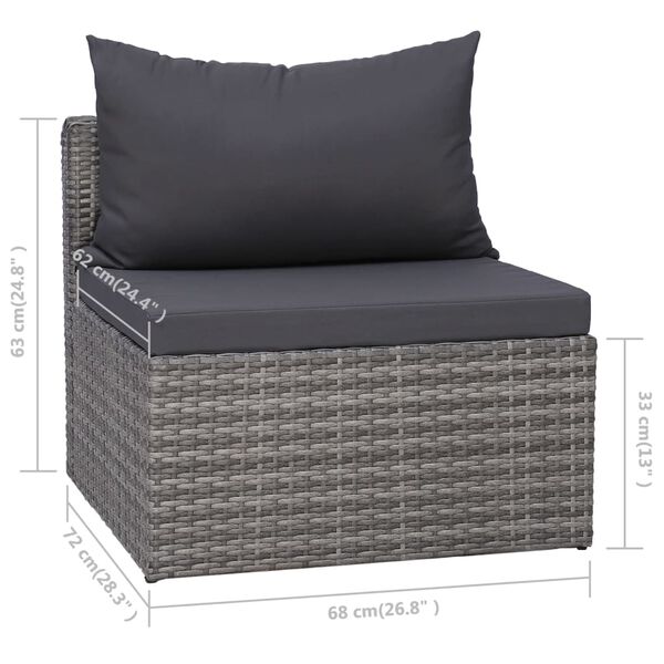 vidaXL 8 Piece Garden Lounge Set with Cushions Poly Rattan Grey