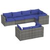 vidaXL 7 Piece Garden Lounge Set with Cushions Grey Poly Rattan