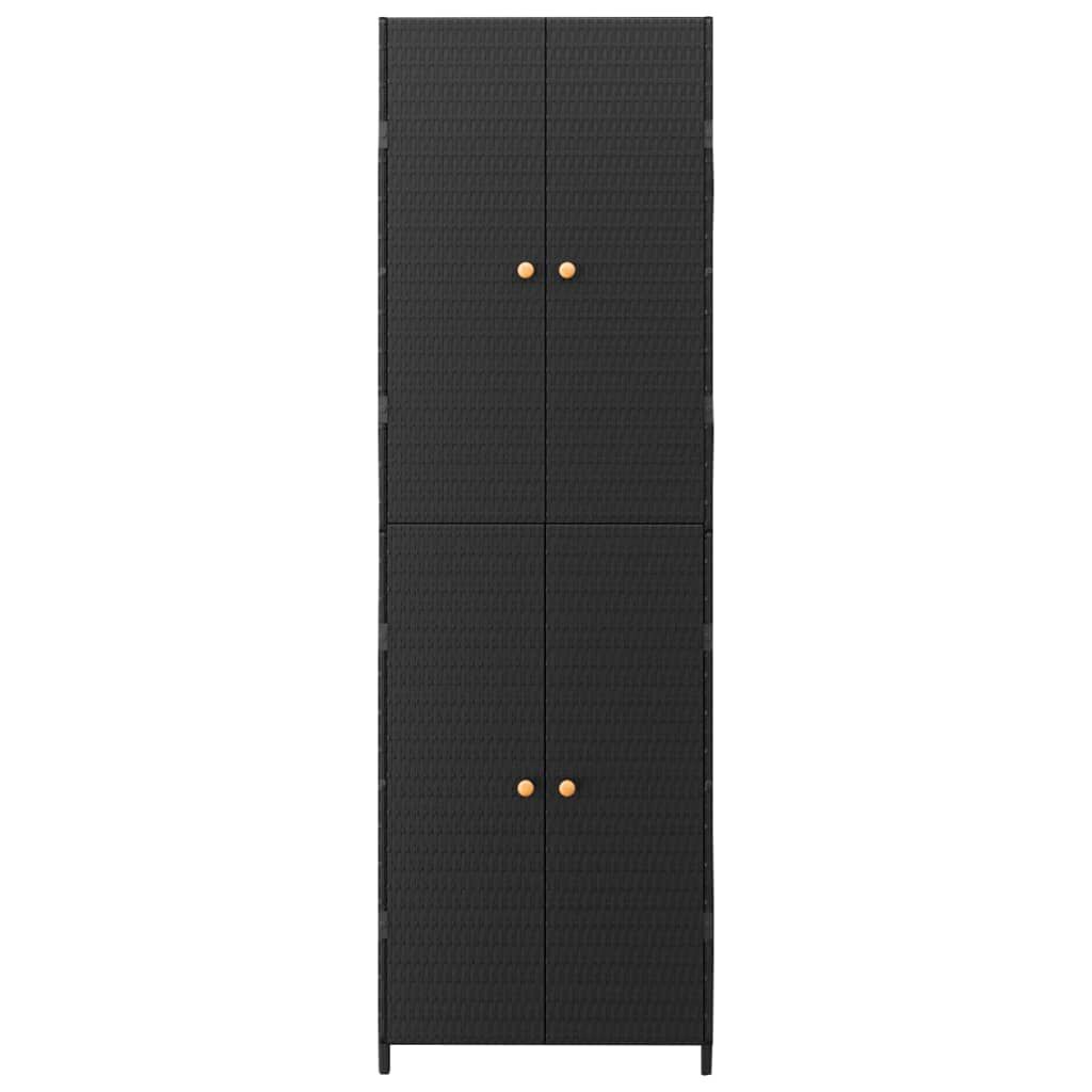 vidaXL Garden Storage Cabinet Black 59x40x180 cm Poly Rattan