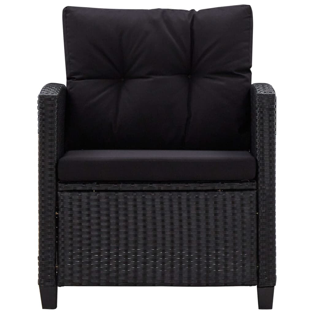 vidaXL 6 Piece Garden Sofa Set with Cushions Poly Rattan Black
