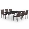 vidaXL 7 Piece Garden Dining Set Brown and Black