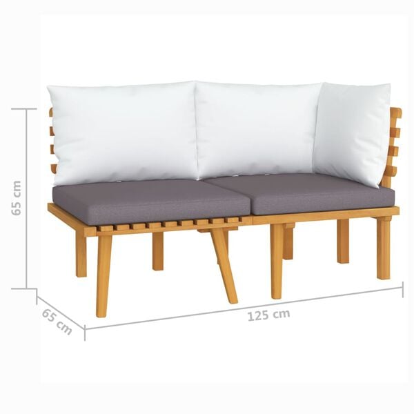 vidaXL 2 Piece Garden Lounge Set with Cushions Solid Acacia Wood