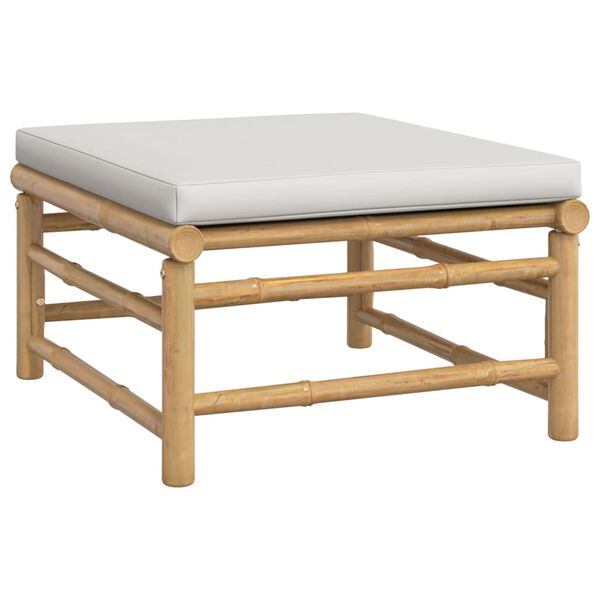 vidaXL 4 Piece Garden Lounge Set with Light Grey Cushions Bamboo