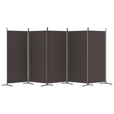 vidaXL 5-Panel Room Divider Brown 433x180 cm Fabric, brown vidaXL 5-Panel Room Divider Brown 433x180 cm Fabric
