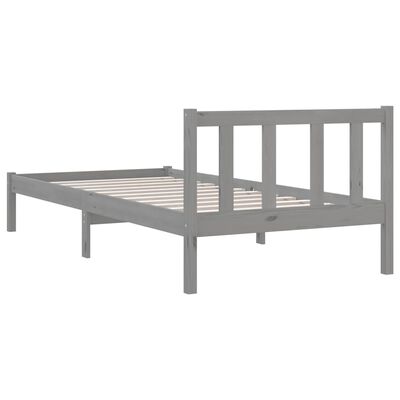 vidaXL Bed Frame without Mattress Grey Solid Wood 90x200 cm, grey vidaXL Bed Frame without Mattress Grey Solid Wood 90x200 cm