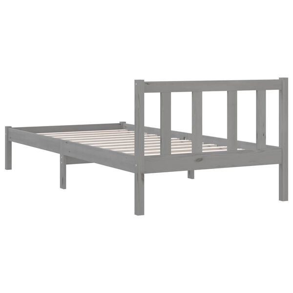 vidaXL Bed Frame without Mattress Grey Solid Wood 90x200 cm