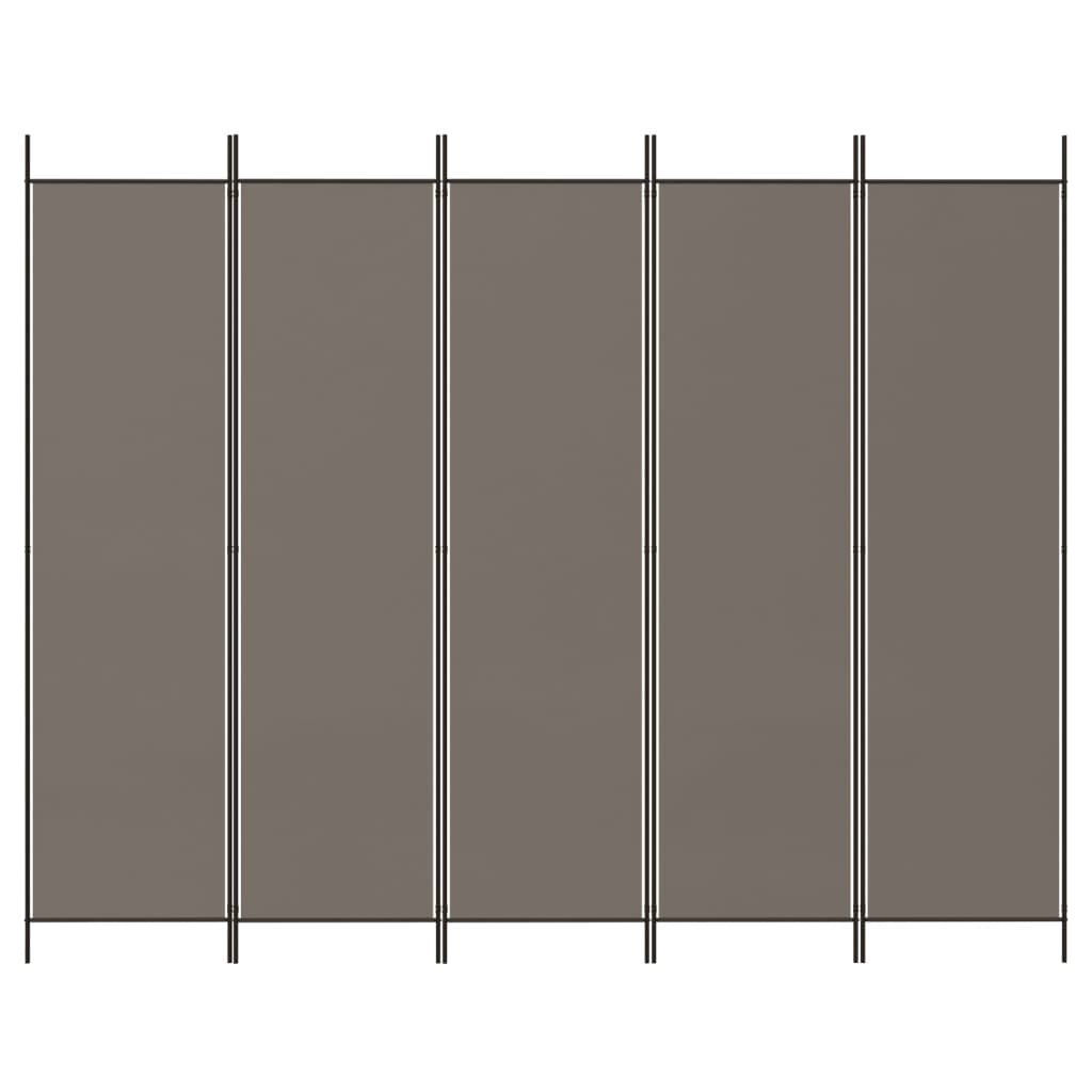 vidaXL 5-Panel Room Divider Anthracite 250x200 cm Fabric
