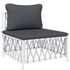 vidaXL 3 Piece Garden Lounge Set with Cushions White Steel