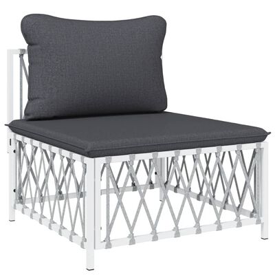 vidaXL 3 Piece Garden Lounge Set with Cushions White Steel