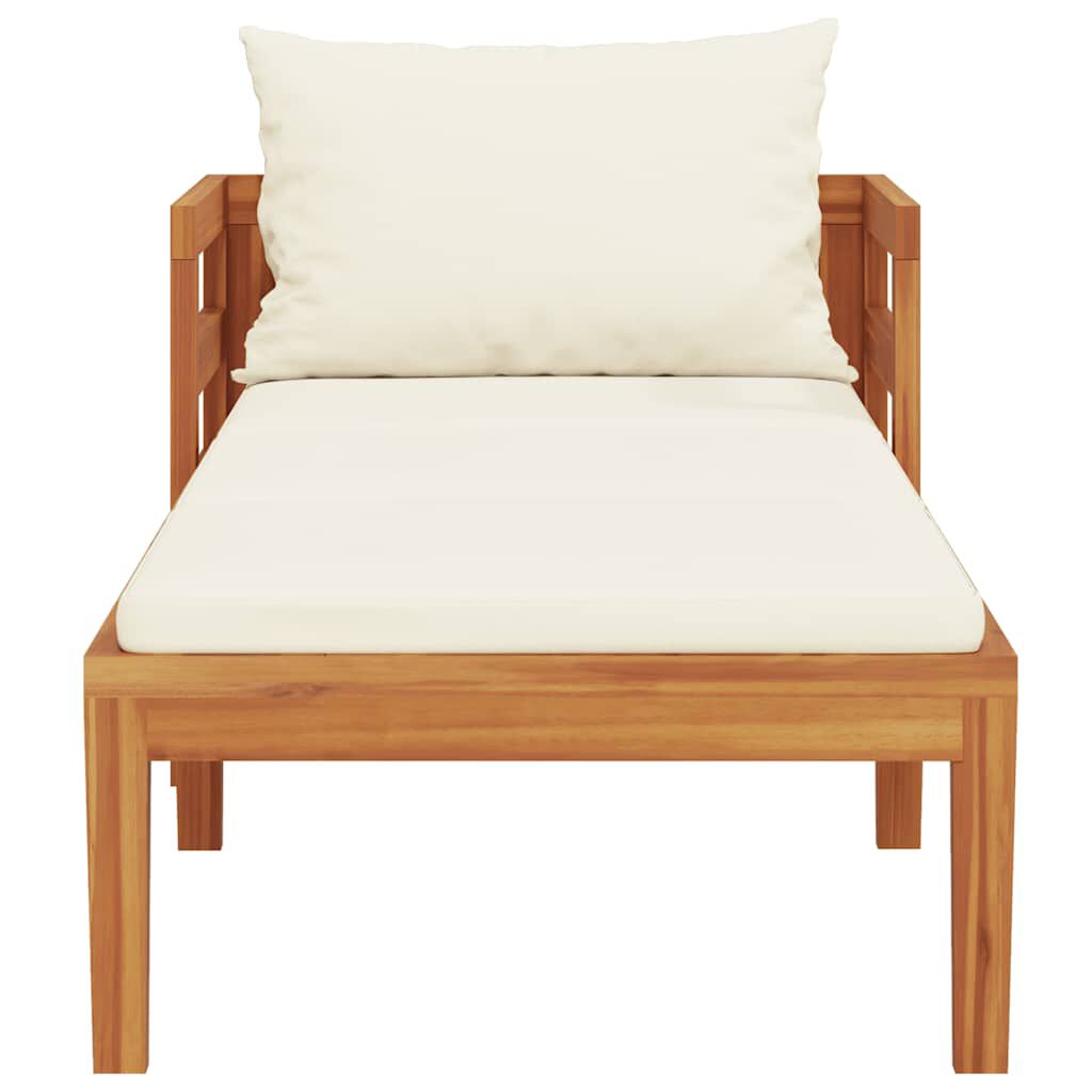 vidaXL Sun Lounger with Cream White Cushions Solid Acacia Wood
