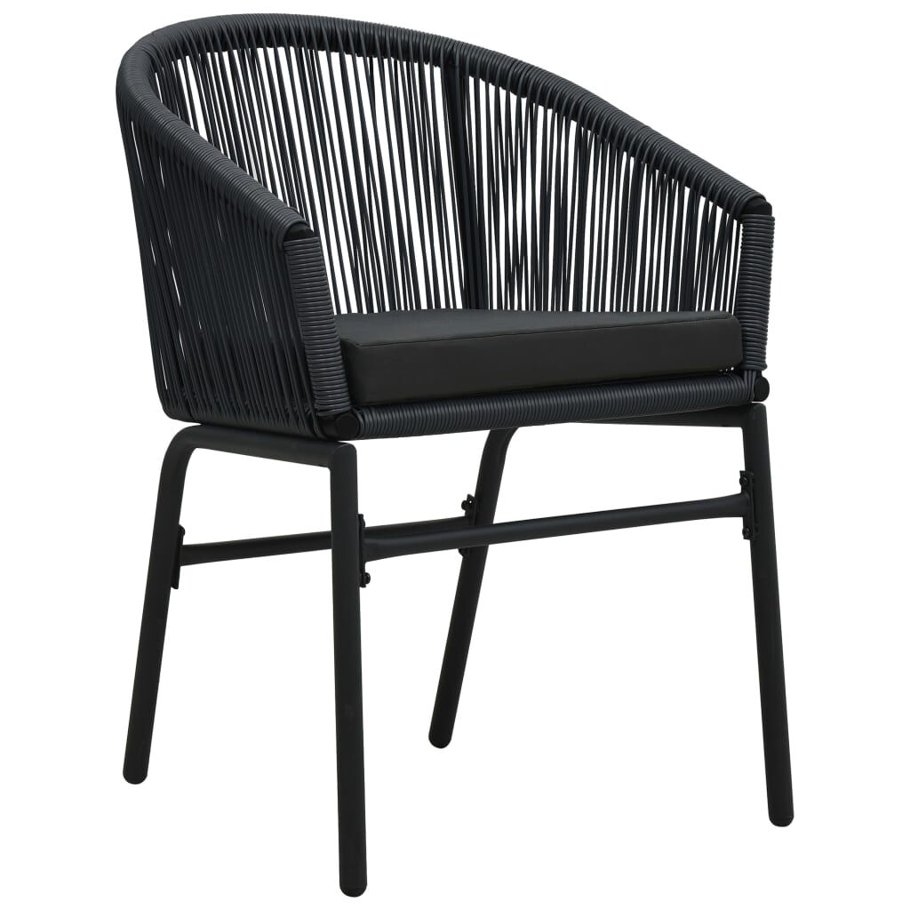 vidaXL Garden Chairs 2 pcs Black PE Rattan