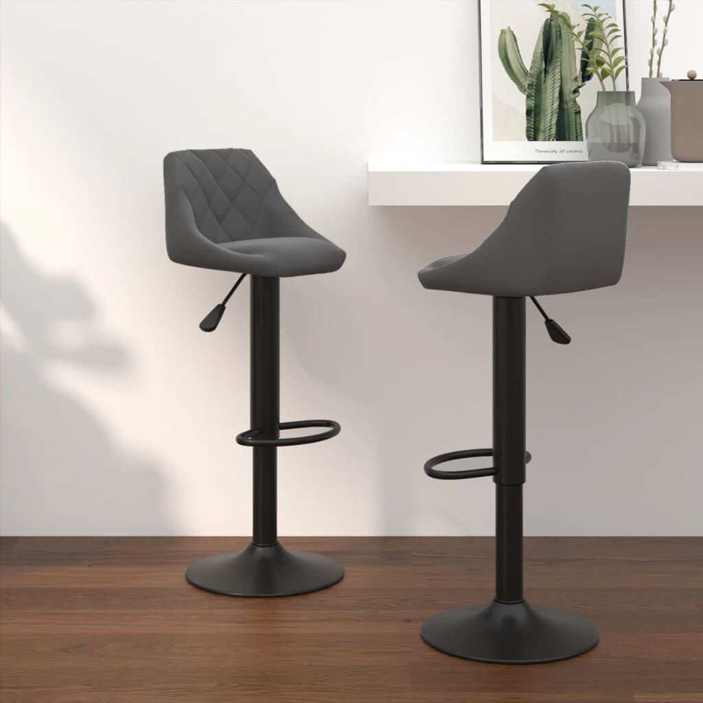 vidaXL Bar Stools 2 pcs Dark Grey Velvet