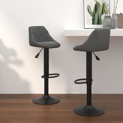 vidaXL Bar Stools 2 pcs Dark Grey Velvet, dark grey vidaXL Bar Stools 2 pcs Dark Grey Velvet